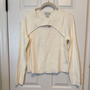 Cream Ribbed Cutout Rachel Zoe Sweater